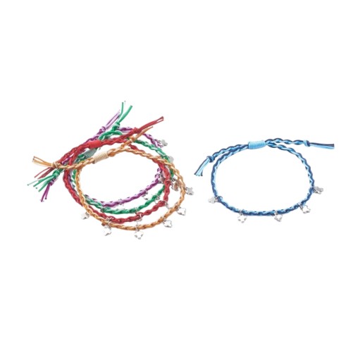 Bracelet cordon nylon réglable avec petites croix. LOT DE 25 COULEURS ASSORTIES