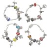 Bracelet en métal de couleur argentée avec breloques et perle de verre. LOT DE 4 ASSORTIS