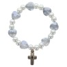 Bracelet sur élastique pour enfant avec grains en verre en forme de cœur et perles nacrées Ø 9 mm. LOT DE 5 ASSORTIS..