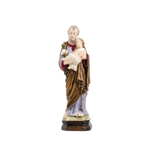 Statue en poudre de marbre, peinte a la main de saint Joseph, 2 Tailles.