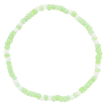 Bracelet sur élastique pour enfant, grains verre couleurs assorties Ø 2 mm avec croix métal - LOT DE 5 ASSORTIS