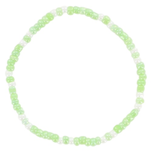 Bracelet sur élastique pour enfant, grains verre couleurs assorties Ø 2 mm avec croix métal - LOT DE 5 ASSORTIS