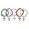 Bracelet sur élastique pour enfant, grains en pierres assorties avec ange LOT DE 5 ASSORTIS