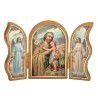 Triptyque religieux avec dorure à chaud – Format 9 x 13 cm, plusieurs saints.