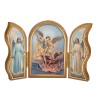 Triptyque religieux avec dorure à chaud – Format 9 x 13 cm, plusieurs saints.