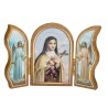 Triptyque religieux avec dorure à chaud – Format 9 x 13 cm, plusieurs saints.