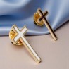 Pin's croix dorée avec résine H. 3 cm, existe en différentes couleurs.