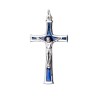 Croix de cou en métal couleur argentée emmaillé avec Christ H. 4 cm.