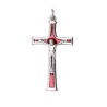 Croix de cou en métal couleur argentée emmaillé avec Christ H. 4 cm.