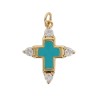 Croix de cou avec centre emaille, doree superieur avec pierres OZ cubique, hauteur 2 cm. Plusieurs couleurs.