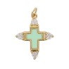 Croix de cou avec centre emaille, doree superieur avec pierres OZ cubique, hauteur 2 cm. Plusieurs couleurs.