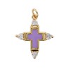 Croix de cou avec centre emaille, doree superieur avec pierres OZ cubique, hauteur 2 cm. Plusieurs couleurs.