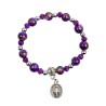 Bracelet dizainier sur élastique pour enfant avec grains marbrés Ø 6 mm et médaille Vierge Miraculeuse