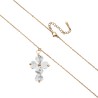 Collier sur chaine réglable, acier inoxydable L 45 cm, croix avec 5 cœurs en pierres naturelles H. 3 cm. LOT DE 5 ASSORTIS