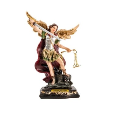 Statue en résine peinte à la main de Saint Michel avec balance. Disponible en plusieurs tailles...