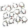 Bracelet en métal de couleur argentée avec breloques et perle de verre. LOT DE 4 ASSORTIS