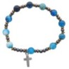 Bracelet dizainier élastique en pierre véritable avec insert en hématite Ø 8 mm, croix incluse. Plusieurs pierres disponibles..