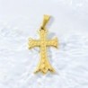 Croix de cou en acier inoxydable de couleur dor-eacute-e en relief- H 1-90 cm-