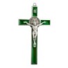 Croix de saint Benoit couleur argentee, hauteur 12 cm emaillee..