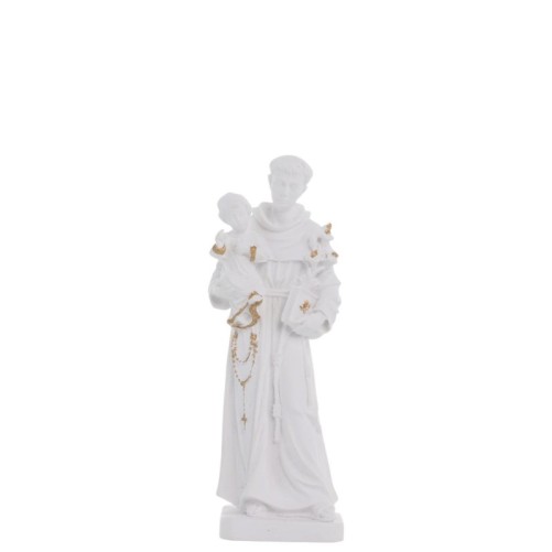 Statue en resine et poudre de marbre blanc avec des touches doree de St Antoine- Livree en boite- Differentes tailleS-