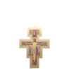 Croix de saint François en bois avec image collée de couleur doré. Différentes tailles.