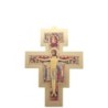 Croix de saint François en bois avec image collée de couleur doré. Différentes tailles.