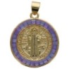 Medaille de Saint Benoit doree avec coquille naturelle disponible en differentes couleurs. Ø 2 cm.