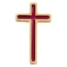 Pin's croix dorée avec résine H. 3 cm, existe en différentes couleurs.
