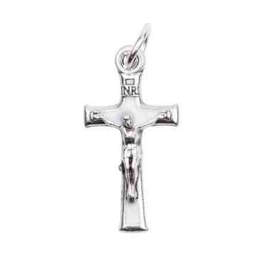Croix de cou en métal emmaillé couleur avec Christ H. 2 cm.
