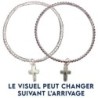 Bracelets extensibles avec des strass de couleur bleu ou rose Ø 2.5 mm, et une croix.