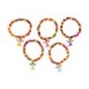 Bracelet sur élastique pour enfant, grains bois couleurs assorties Ø 6 mm avec médaille petit ange - LOT DE 5 ASSORTIS