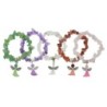 Bracelet sur élastique pour enfant, grains en pierres assorties avec ange LOT DE 5 ASSORTIS