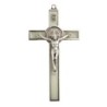 Croix de saint Benoit couleur argentee, hauteur 12 cm emaillee..