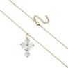 Collier sur chaine réglable, acier inoxydable L 45 cm, croix avec 5 cœurs en pierres naturelles H. 3 cm. LOT DE 5 ASSORTIS