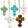 Collier sur chaine réglable, acier inoxydable L 45 cm, croix avec 5 cœurs en pierres naturelles H. 3 cm. LOT DE 5 ASSORTIS