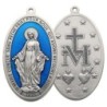 Médaille plaque de porte en métal et résine bleue de la Vierge Miraculeuse 10-5 cm-
