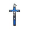 Croix de cou en métal couleur argentée emmaillé avec Christ H. 4.5 cm. Plusieurs couleurs..