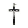 Croix de cou en métal couleur argentée emmaillé avec Christ H. 4.5 cm. Plusieurs couleurs..