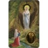Carte priere plastifiee avec poincon dore imitation medaille H.8.5 x 5.4 cm, plusieurs saints.