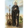 Carte priere plastifiee avec poincon dore imitation medaille H.8.5 x 5.4 cm, plusieurs saints.