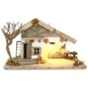 Cabane en bois de pin lumineuse, décor naturel. H. 22 x L 39.50 cm. ( piles non fournies).