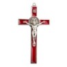 Croix de saint Benoit couleur argentee, hauteur 12 cm emaillee..