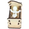 Enfant Jésus bras ouverts H. 4 cm, fluorescent pour crèche avec berceau bois L. 7 cm.