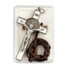 Croix de Saint Benoît en métal argenté émaillé – Hauteur 7,8 cm, avec notice, boîte et cordon. Plusieurs couleurs disponibles.