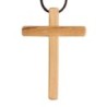 Croix d'aube en bois d'olivier de Terre Sainte bords biseautés 10 cm avec petit cordon marron 5 cm..