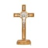 Croix de saint Benoit sur socle en bois d'olivier, hauteur 21 cm..