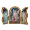 Triptyque religieux avec dorure à chaud – Format 9 x 13 cm, plusieurs saints.