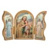 Triptyque religieux avec dorure à chaud – Format 9 x 13 cm, plusieurs saints.