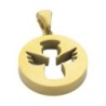 Pendentif ange couleur dorée en acier inoxydable H. 2 cm.