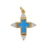 Croix de cou avec centre emaille, doree superieur avec pierres OZ cubique, hauteur 2 cm. Plusieurs couleurs.